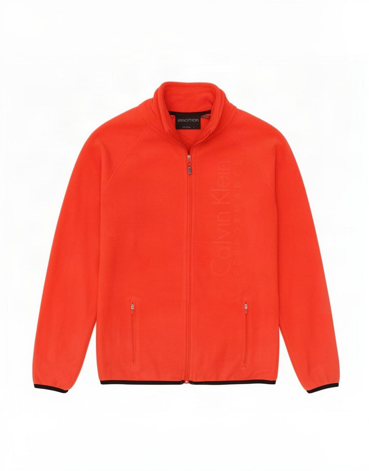 Calvin Klein Veste polaire graphique pour femme UK 14 Rouge moyen Polyester
