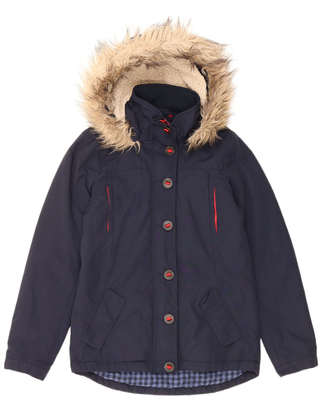 Fat Face Veste matelassée à capuche pour femme UK 8 Small Bleu marine Nylon