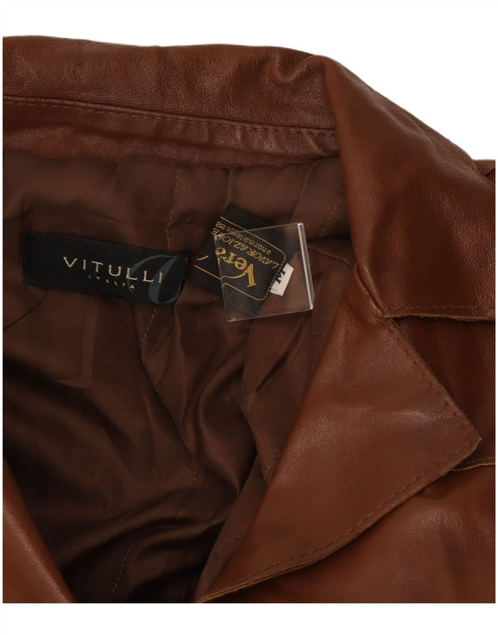 Veste en cuir femme vintage UK 12 Cuir brun moyen