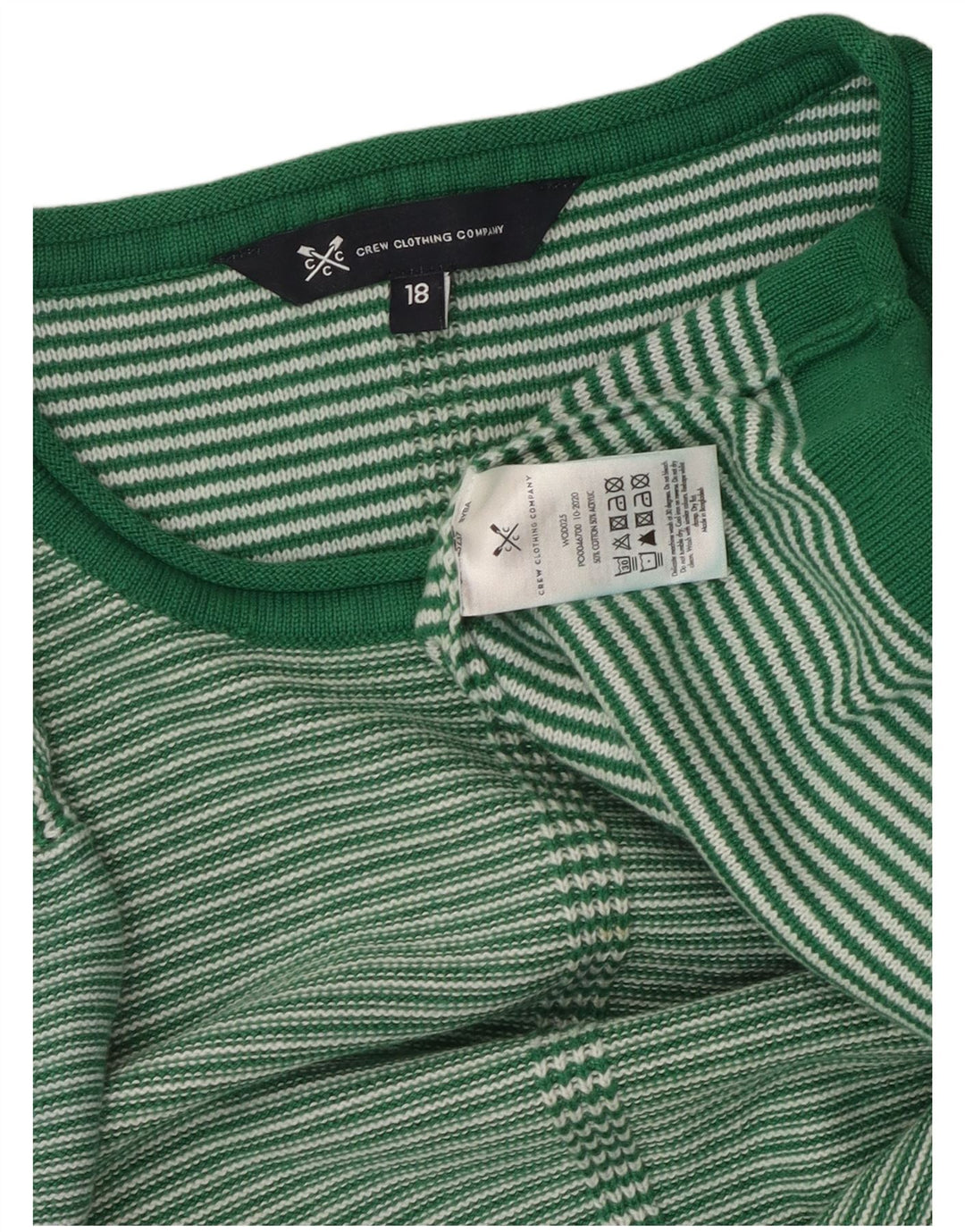 CREW CLOTHING Pull col bateau pour femme UK 18 XL Vert rayé