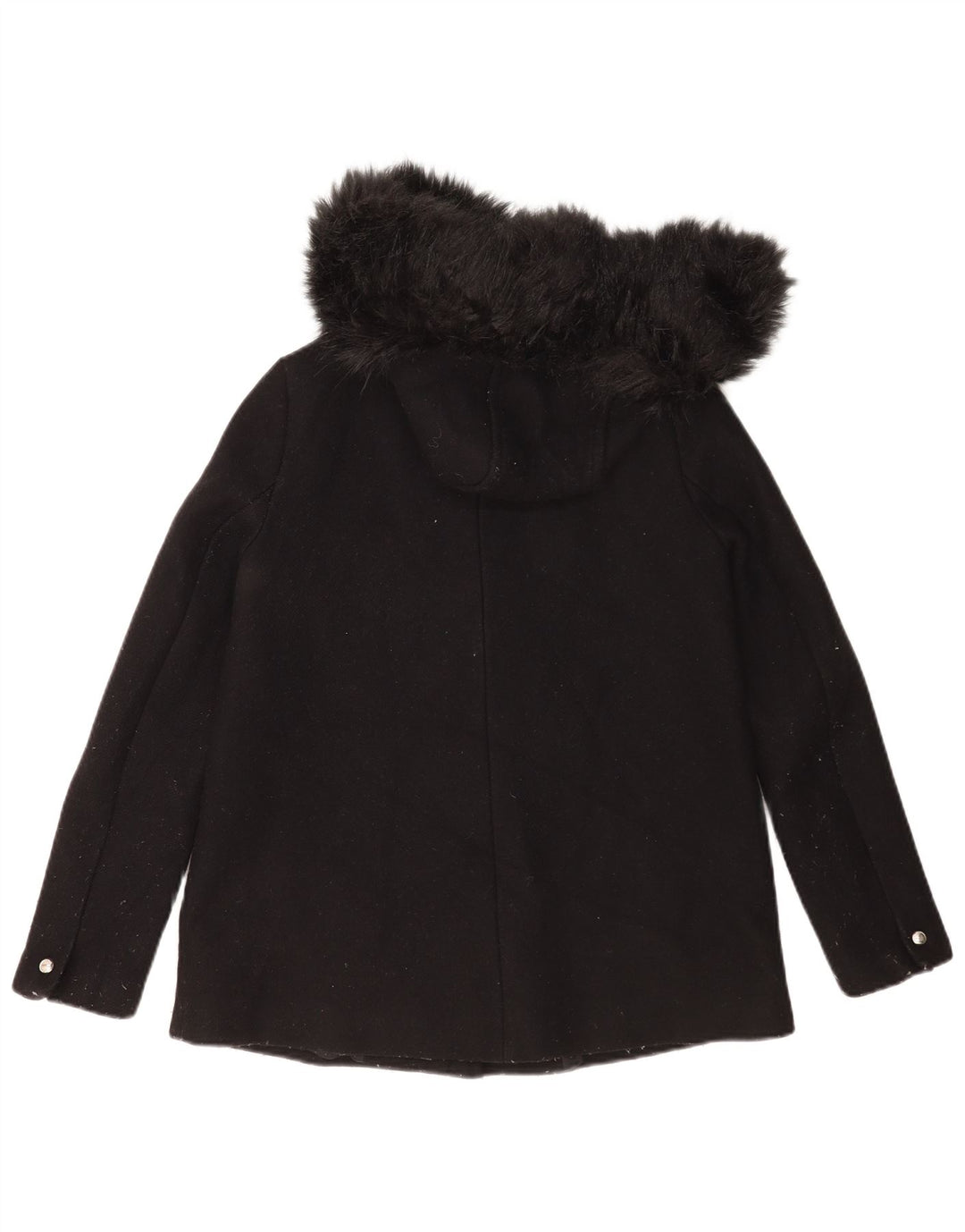 Zara Veste coupe-vent à capuche pour femme UK 10 Petite laine noire