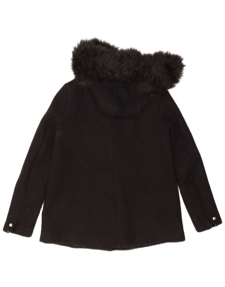 Zara Veste coupe-vent à capuche pour femme UK 10 Petite laine noire