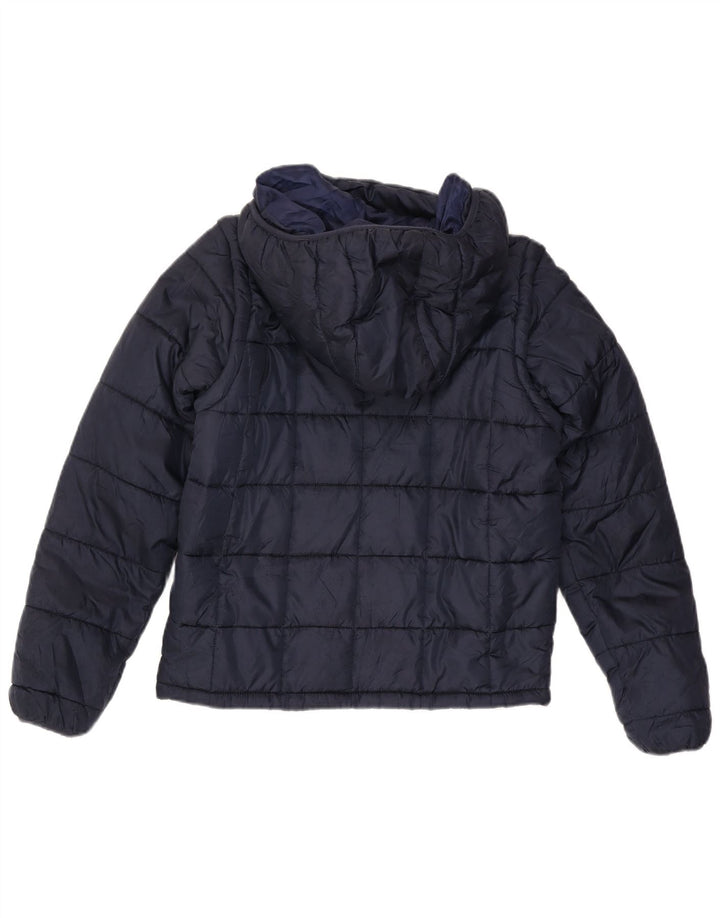 Kappa Veste matelassée à capuche graphique pour homme UK 36 Small Bleu marine Polyester