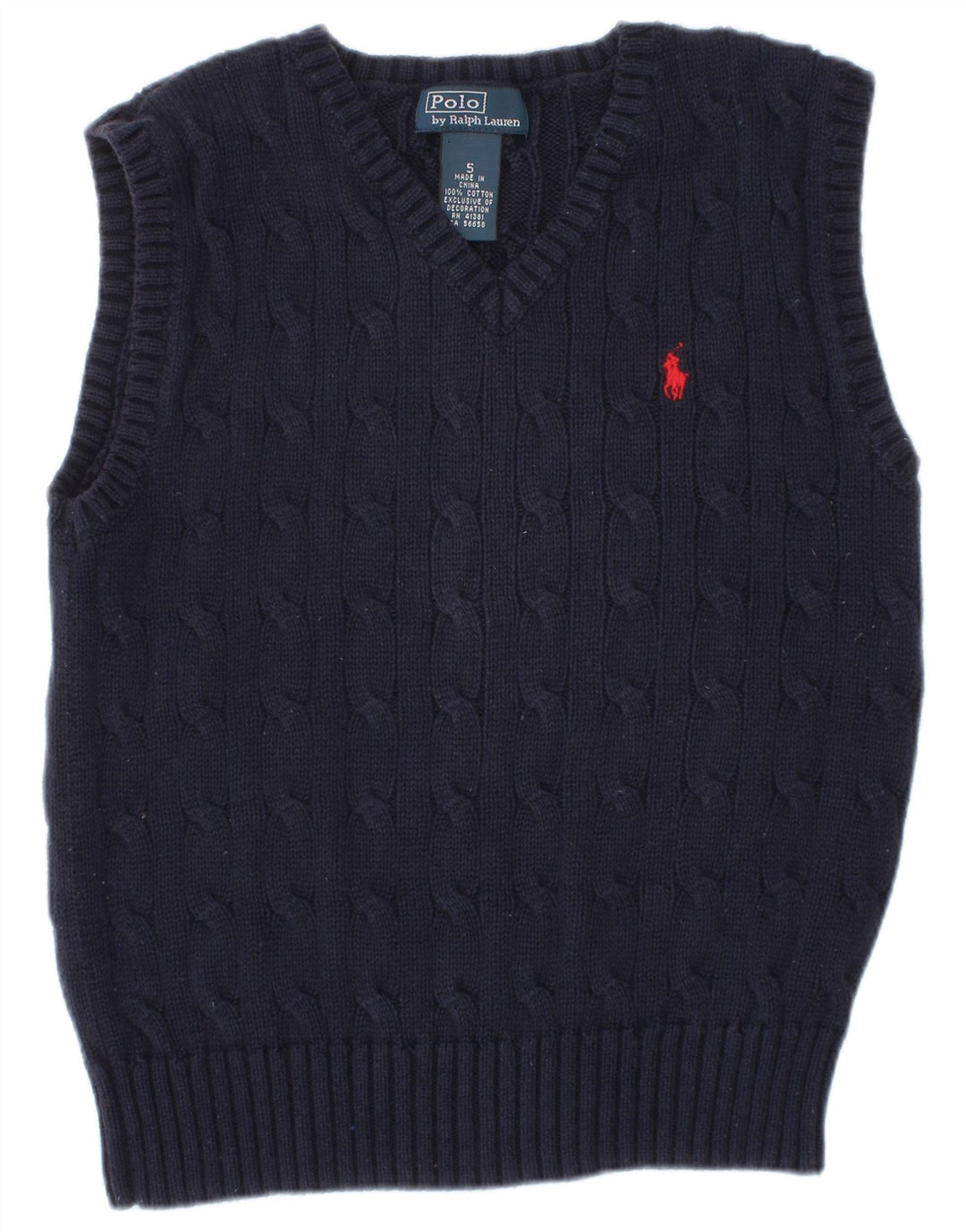 POLO RALPH LAUREN Débardeur Gilet Garçon 4-5 ans Coton Bleu Marine