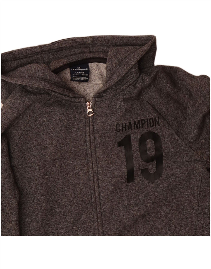Champion Pull à capuche zippé graphique pour garçon 11-12 ans Grand gris moucheté