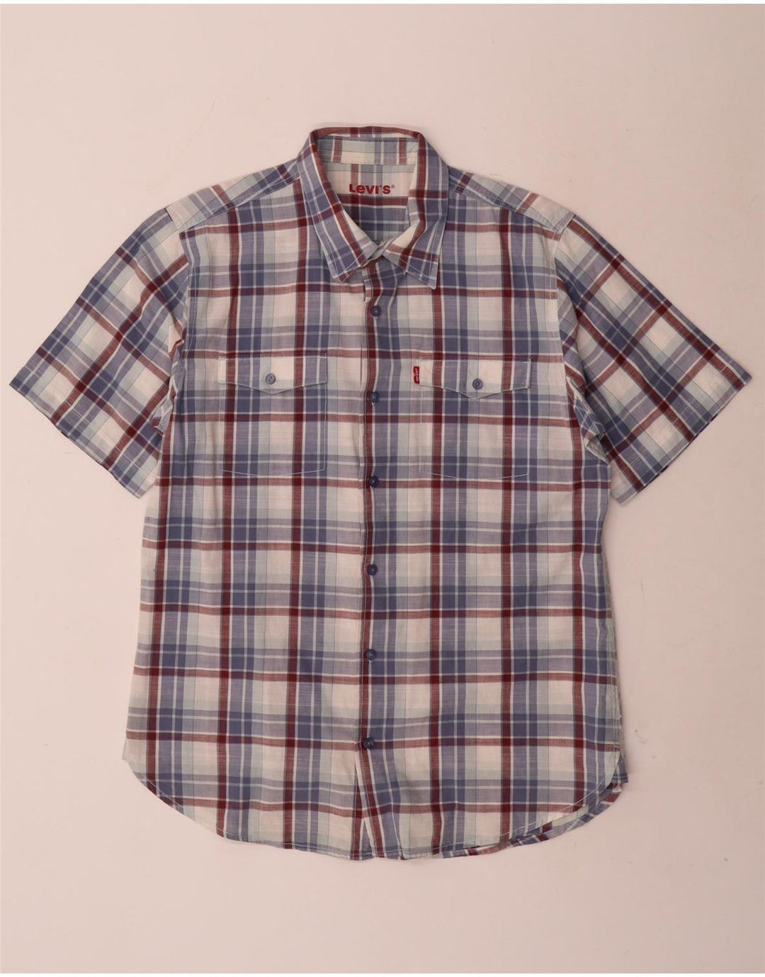 Levi's Chemise à Manches Courtes Homme Bleu Carreaux Coton