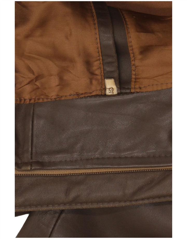 veste en cuir militaire vintage pour hommes IT 52 XL Marron