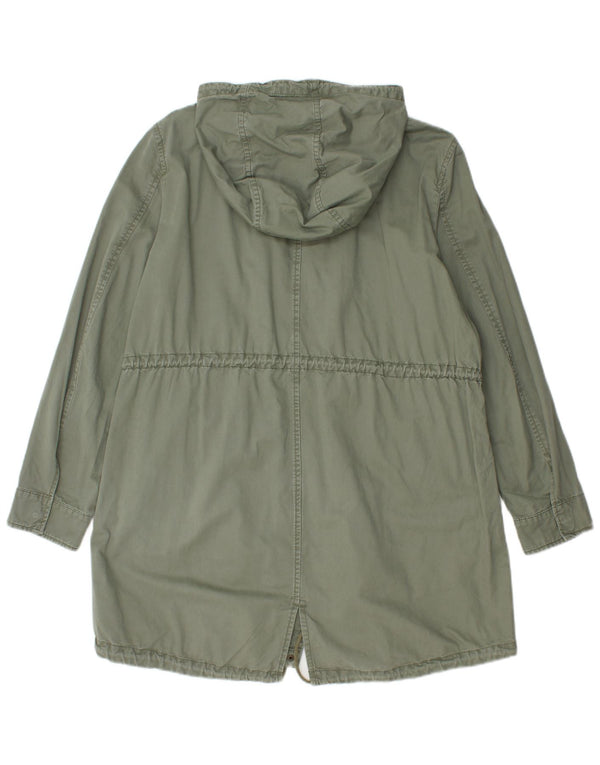 Benetton Parka à capuche pour femme UK 16 Large Kaki Coton