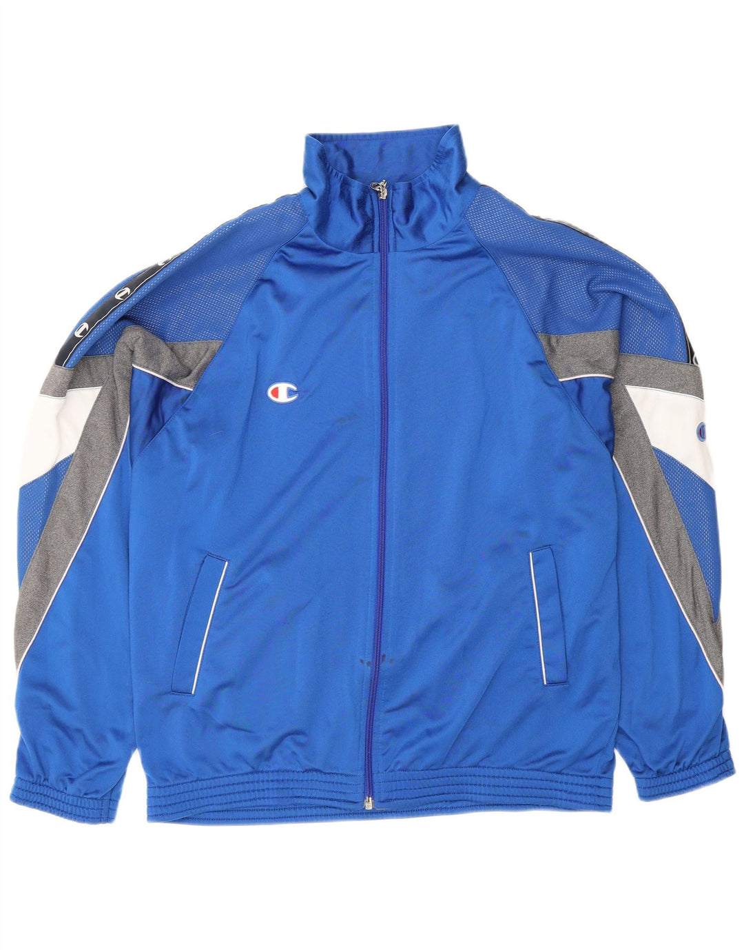 Champion Veste de survêtement graphique pour hommes, grand bleu, polyester color block