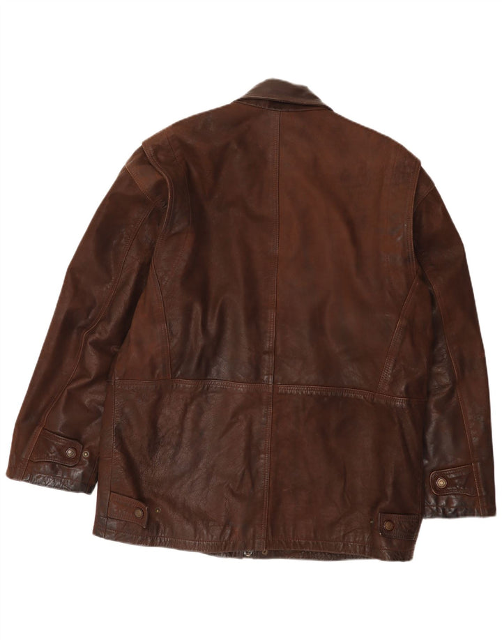Vali Collection Veste en cuir pour homme UK 40 Grand cuir marron
