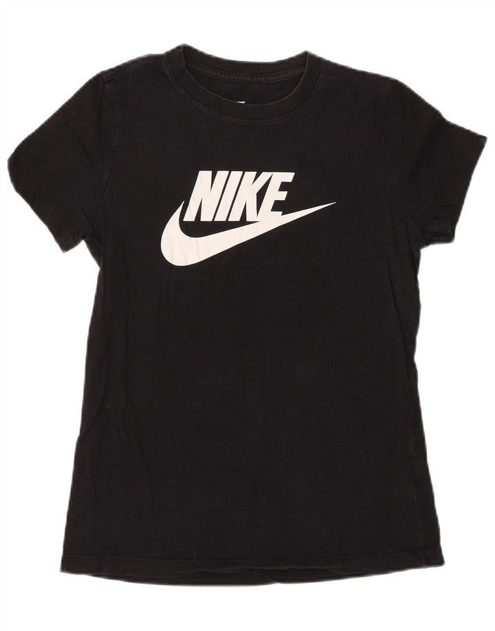 NIKE T-shirt graphique pour femme UK 10 Petit coton noir