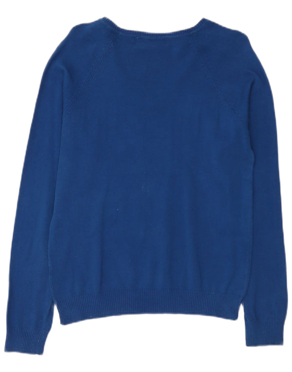 Zara Pull col V pour femme UK 18 XL Bleu Coton