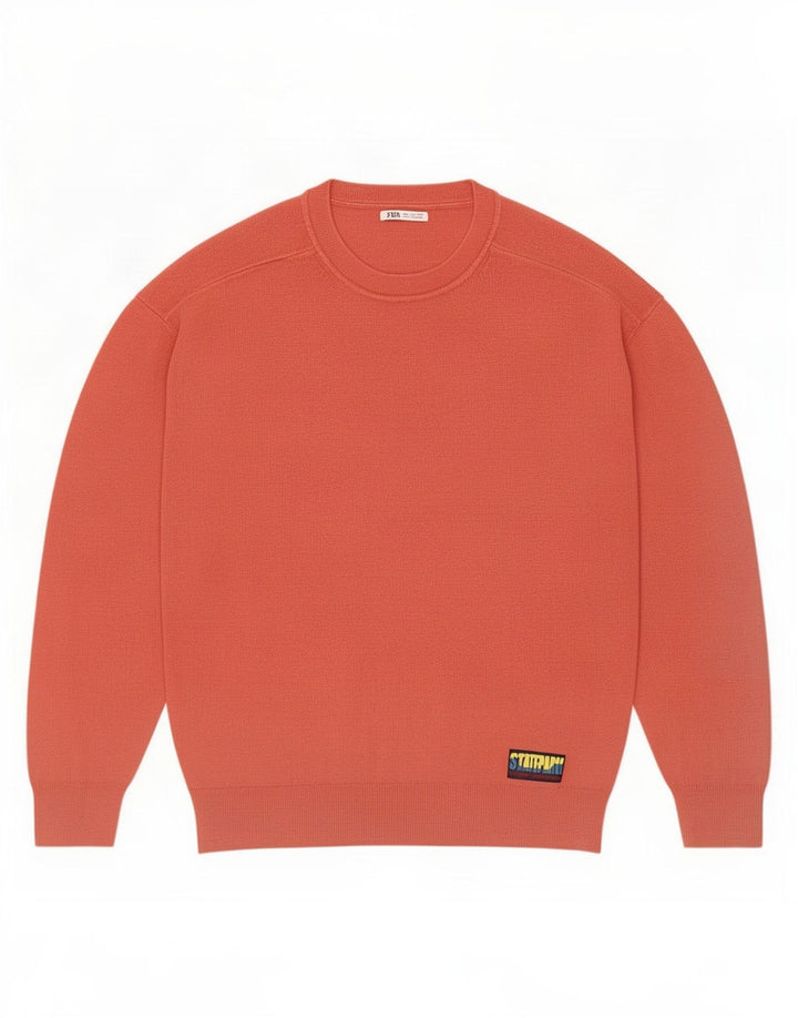 Zara Pull à col rond pour homme Rouge Taille L