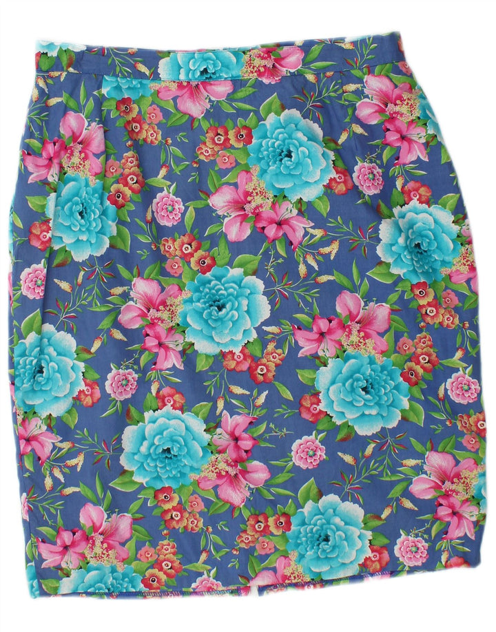 GIANFREDIANI Jupe crayon taille haute pour femme IT 48 XL W32 Bleu Floral