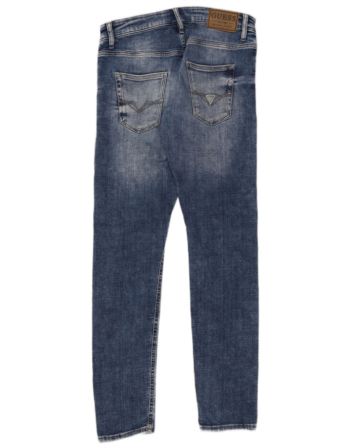 Guess Femme Chris Jean Slim en Détresse W30 L32 Bleu Coton