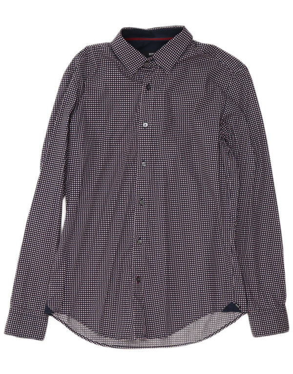Hugo Boss Chemise Slim Fit en coton à pois bleu marine moyen