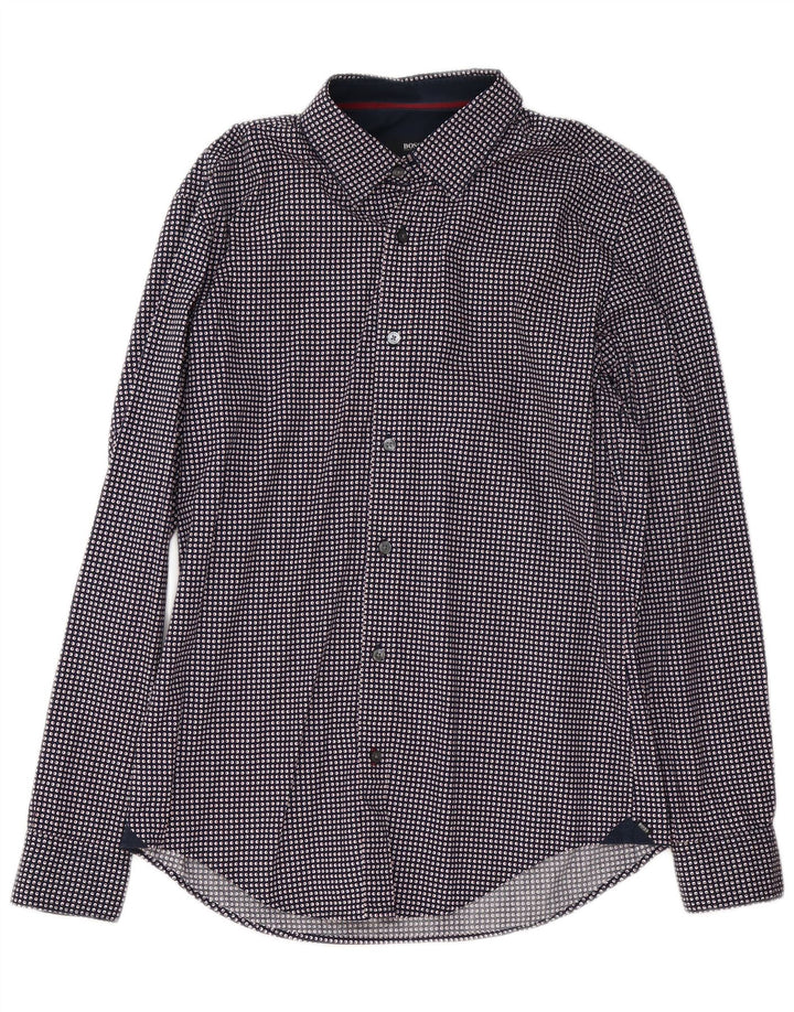 Hugo Boss Chemise Slim Fit en coton à pois bleu marine moyen