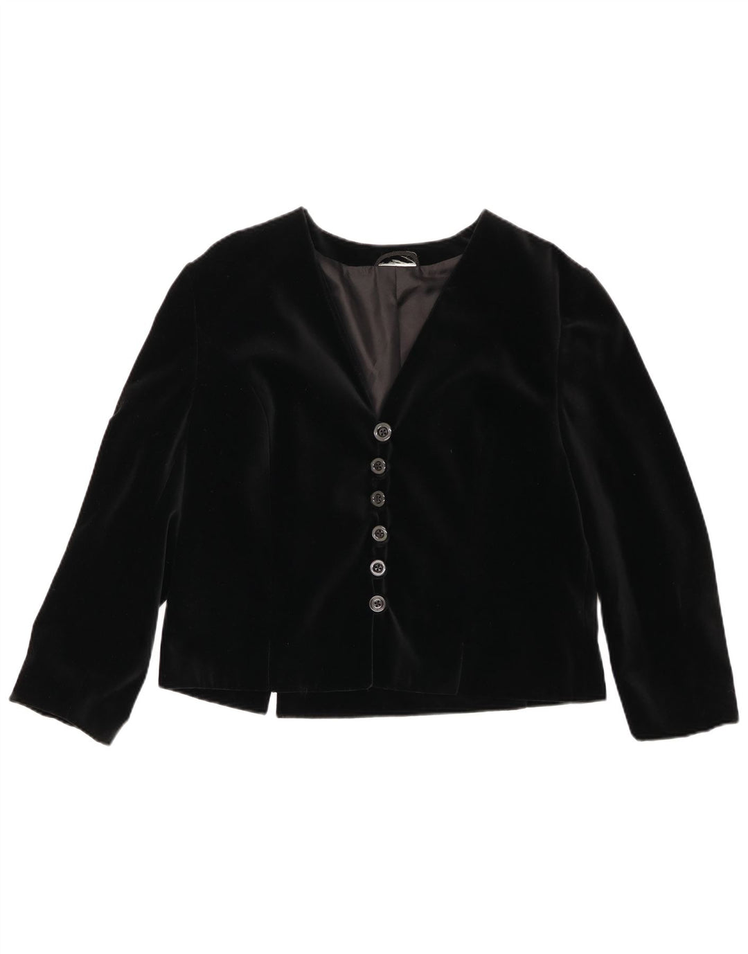 vintage Femme Velours 6 Bouton Blazer Veste UK 14 Moyen Noir Coton