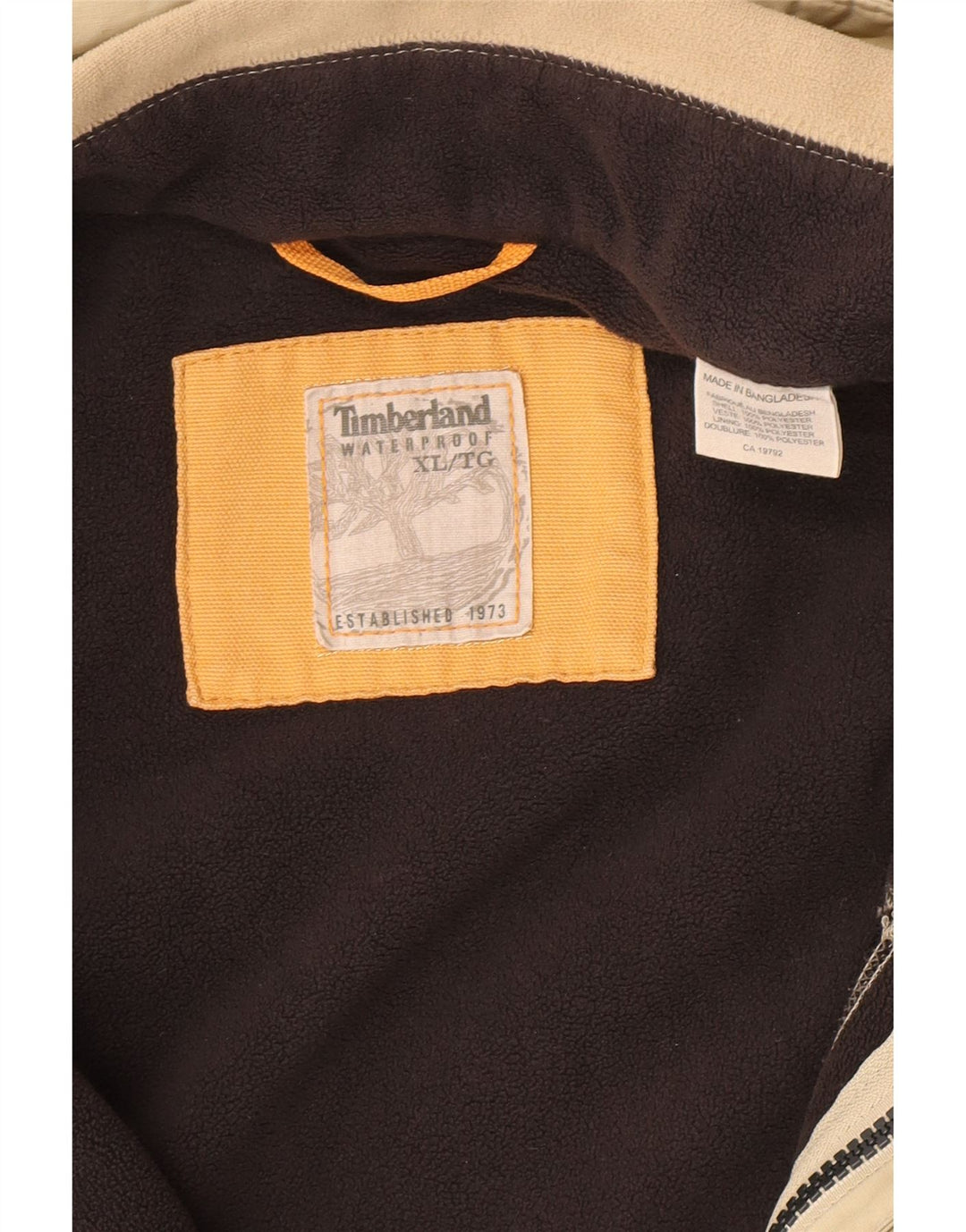 Timberland Veste coupe-vent à capuche pour homme UK 42 XL Beige Polyester
