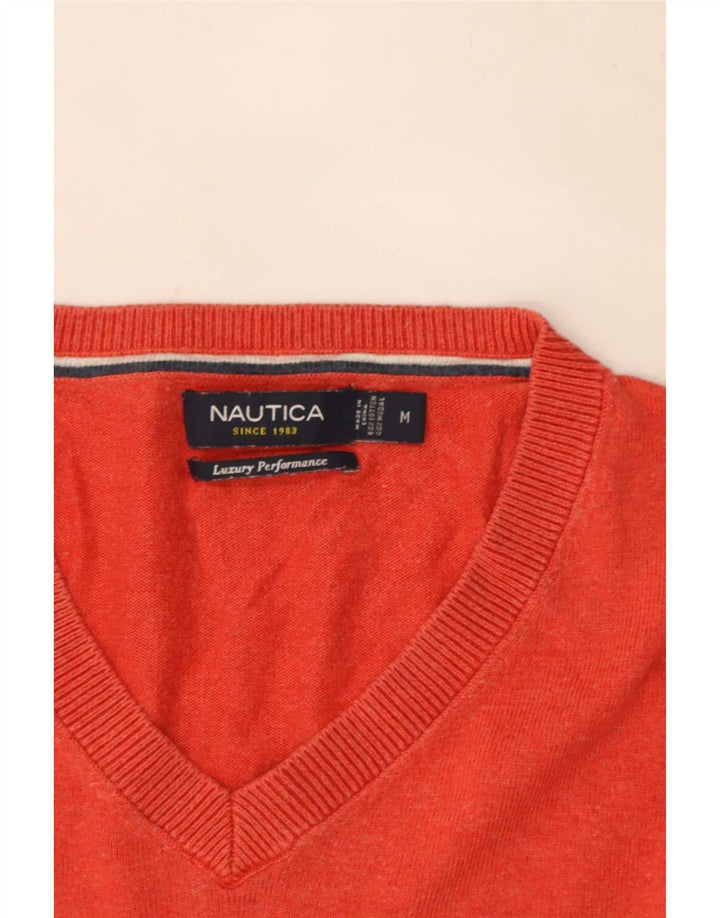 Nautica Pull Col V Homme Rouge Moyen Coton