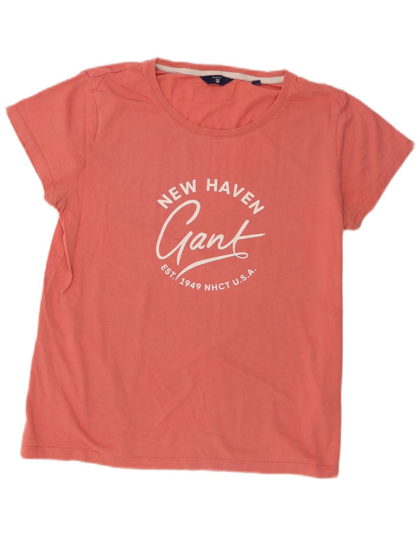 Gant Womens Graphic T-Shirt Top UK 14 Large Rose Coton