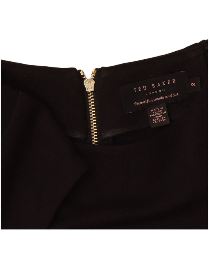 Ted Baker Robe fourreau pour femme Taille 2 Small Noir Colorblock Viscose