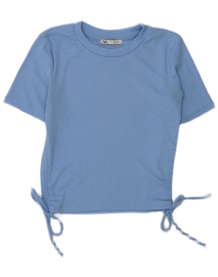 Zara Womens Crop T-Shirt Top UK 10 Petit Bleu