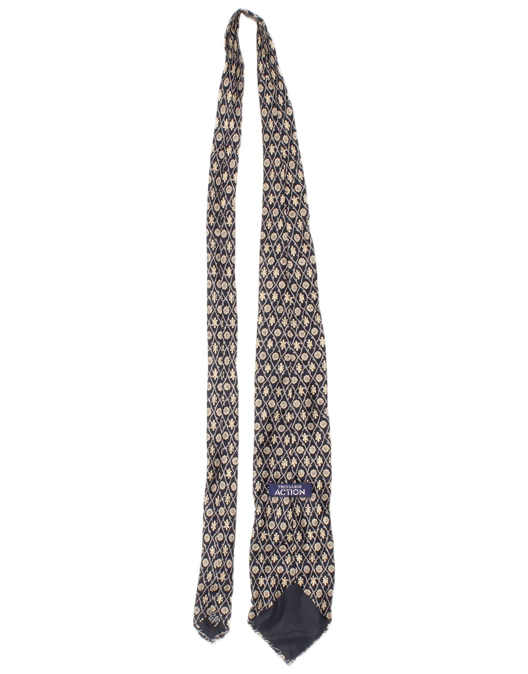 Trussardi Cravate Homme Taille Unique Bleu Floral Soie Classique