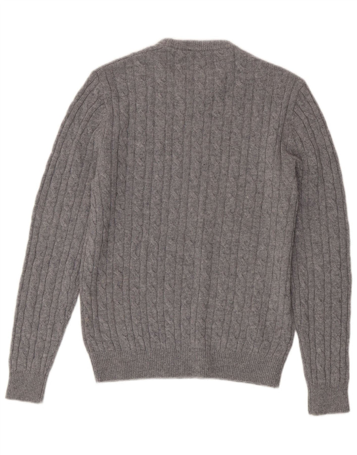 Jack Wills Pull à col rond pour homme UK 14 Gris moyen Laine mérinos