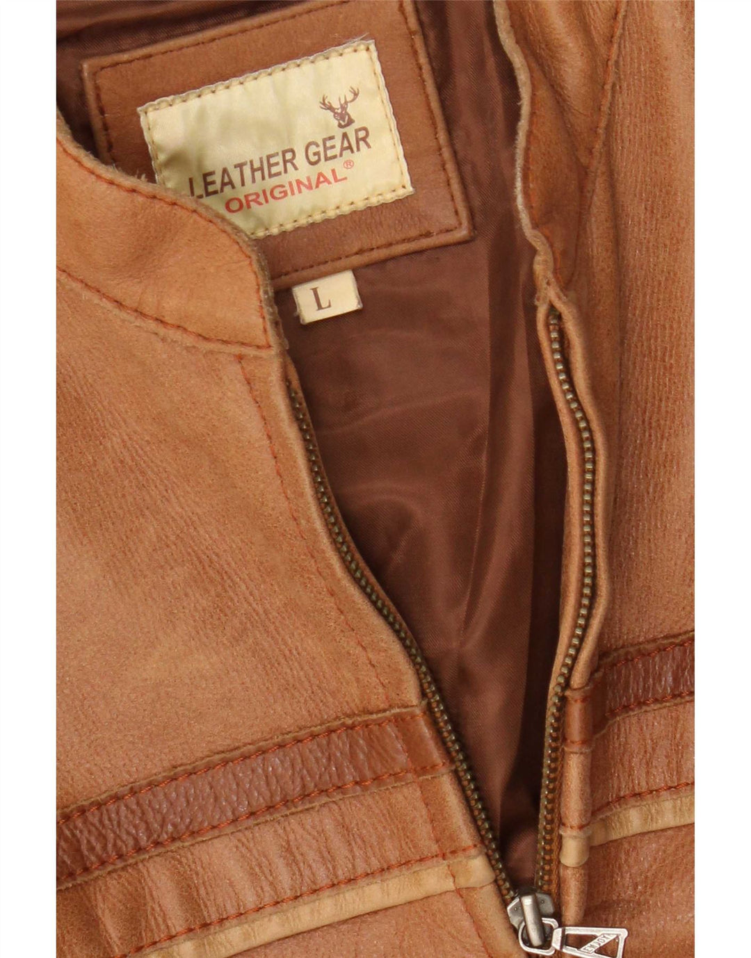veste de course en cuir homme vintage UK 40 Large Brown
