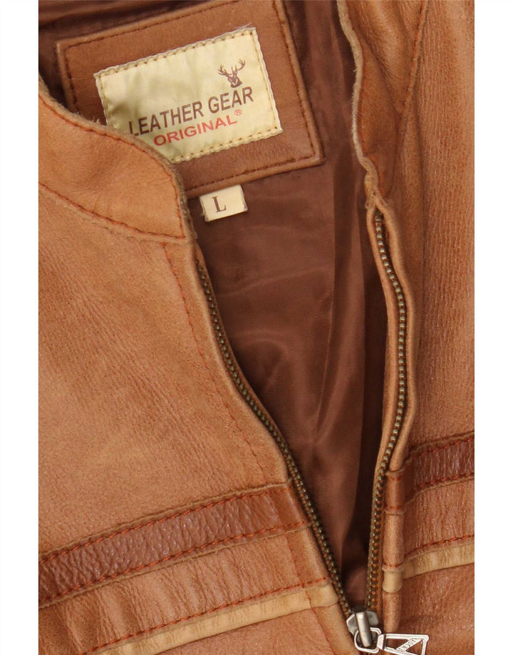 veste de course en cuir homme vintage UK 40 Large Brown