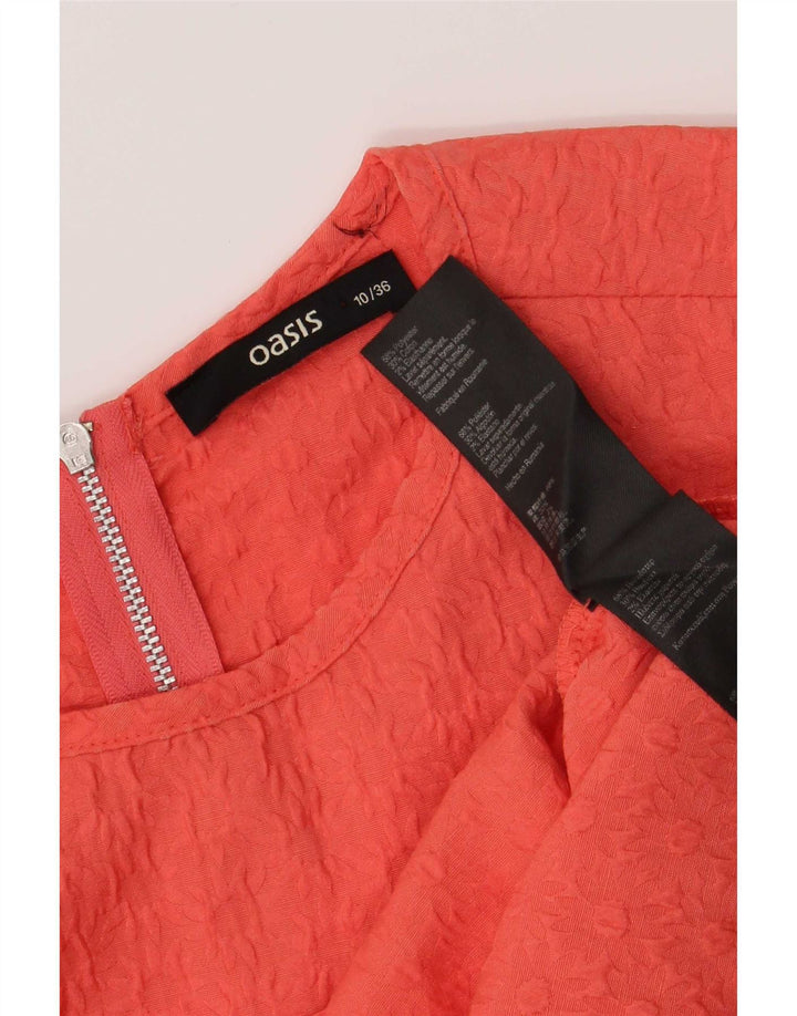 Oasis Chemisier à manches courtes pour femme UK 10 Petit rose floral en polyester
