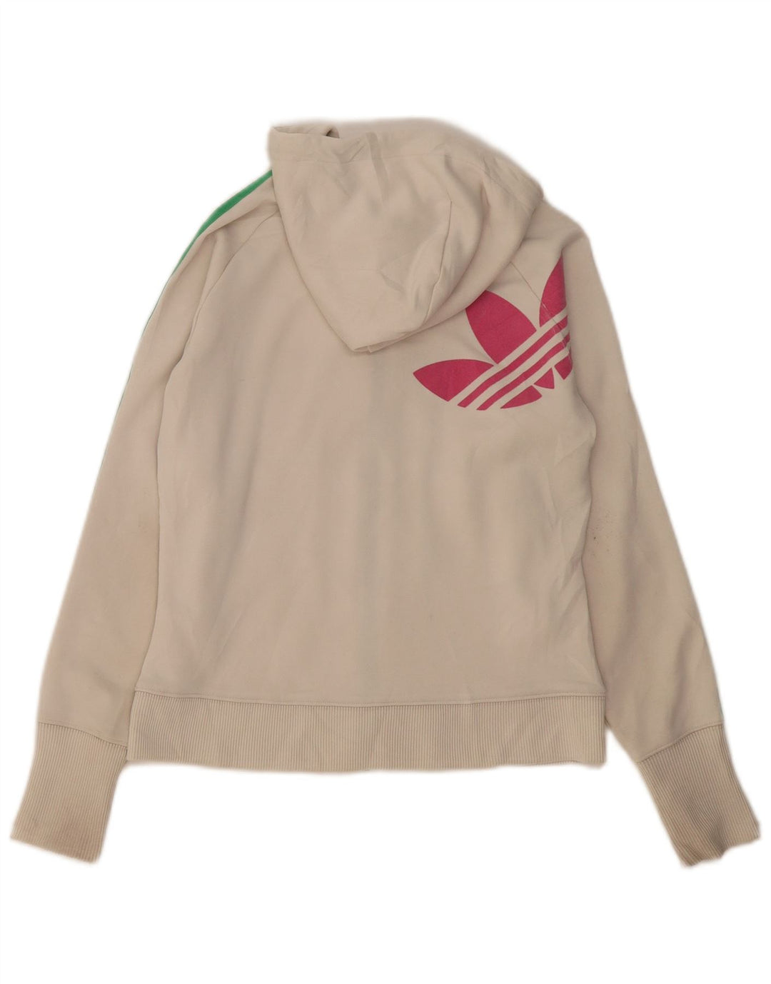 Adidas Pull à capuche zippé graphique pour femme UK 12 Polyester blanc moyen