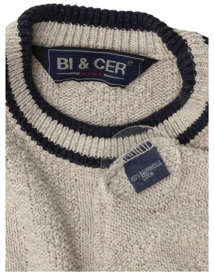 VINTAGE Pull col rond homme XL coton gris