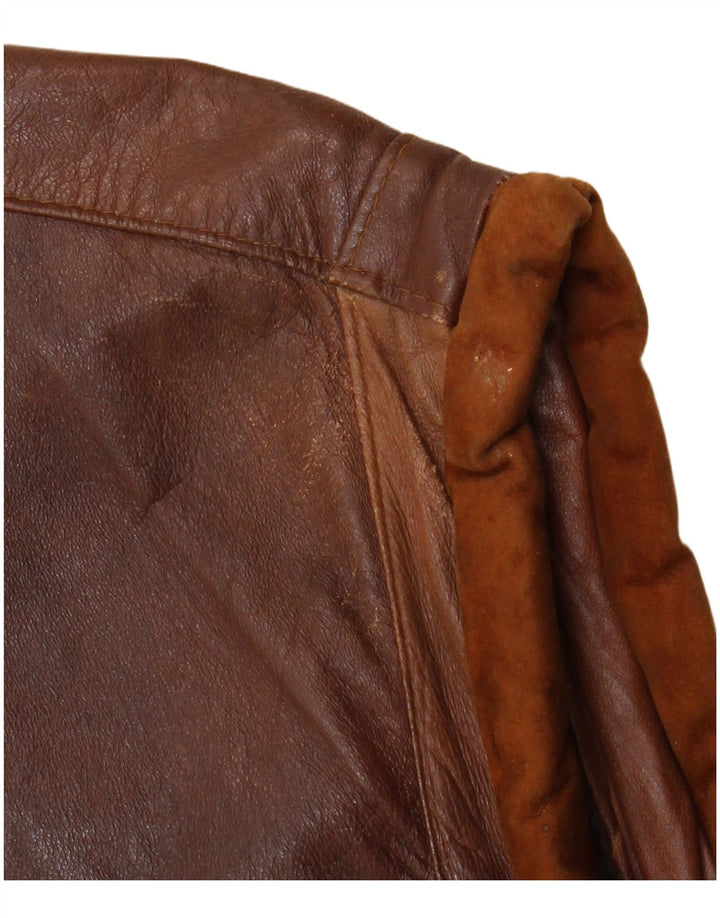 gilet en cuir homme vintage UK 40 Grand cuir marron