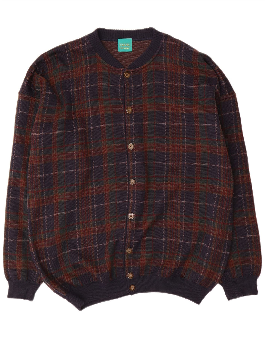 Canda Pull Cardigan Homme 2XL Acrylique à Carreaux Multicolore