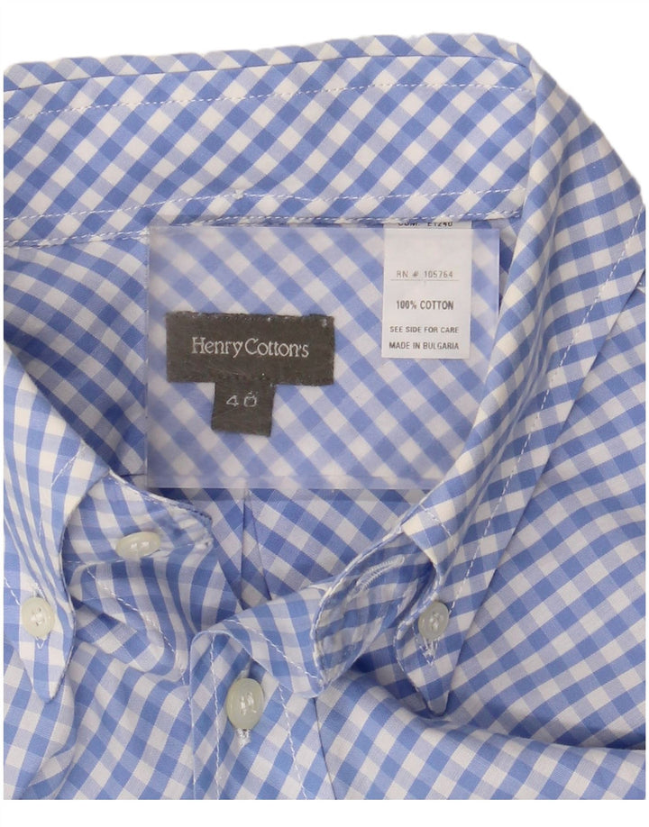HENRY COTTONS Chemise Homme Taille 40 Coton Vichy Bleu Moyen