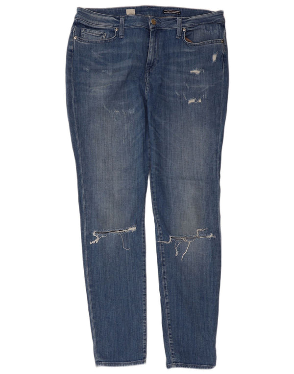 Tommy Hilfiger Jean slim en détresse pour femme Girlfriend W30 L30 Bleu coton