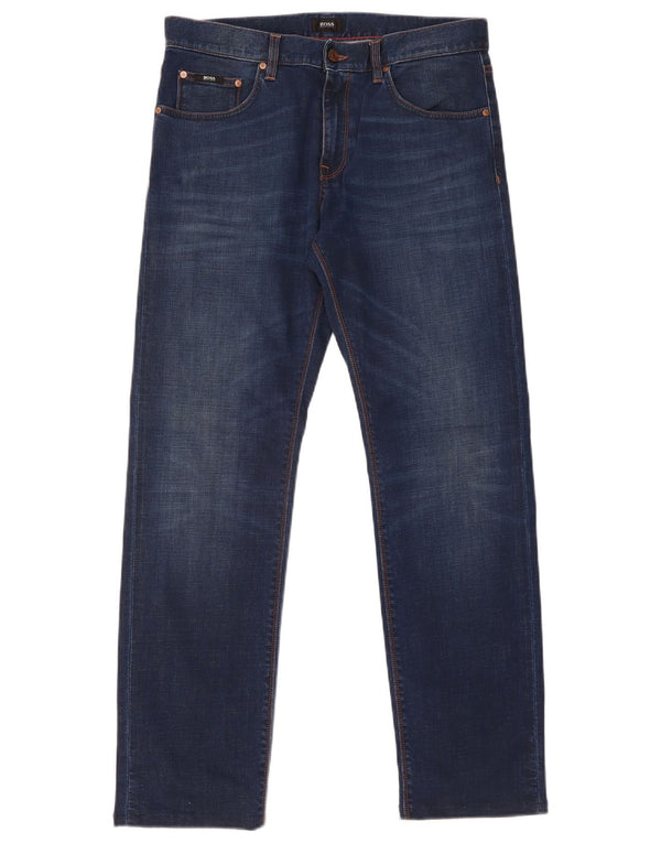 Hugo Boss Jean droit W32 L30 bleu marine en coton pour homme