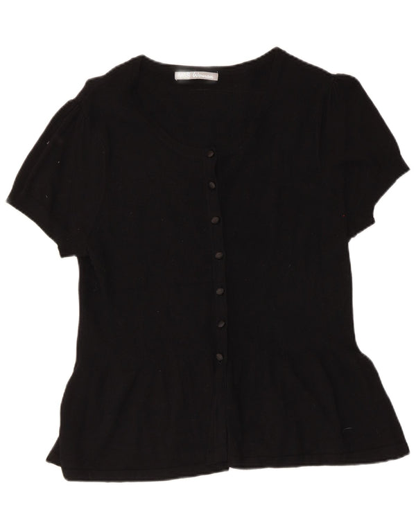 Marks & Spencer Chemisier à manches courtes pour femme UK 18 Large Noir Viscose