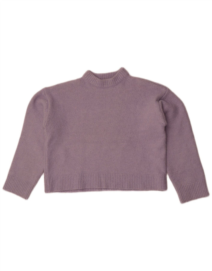 Zara Pull court à col rond pour femme UK 14 Violet moyen Polyester