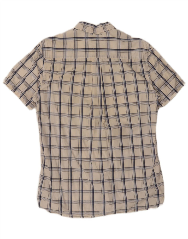 Chemise pour hommes Tommy Hilfiger à manches courtes, coupe personnalisée, taille M, coton à carreaux blanc
