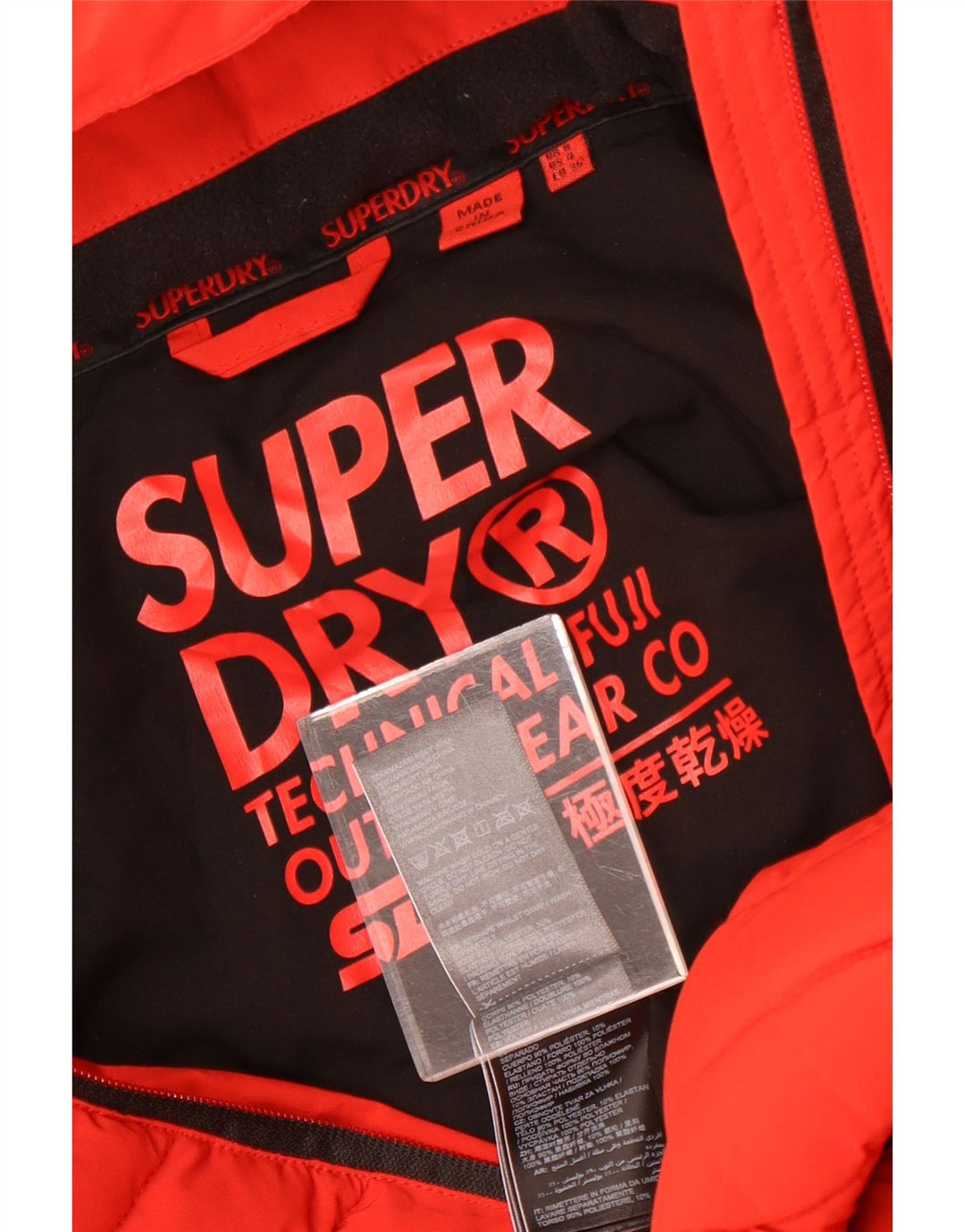 Superdry Veste matelassée à capuche pour femme UK 8 Small Rouge Polyester