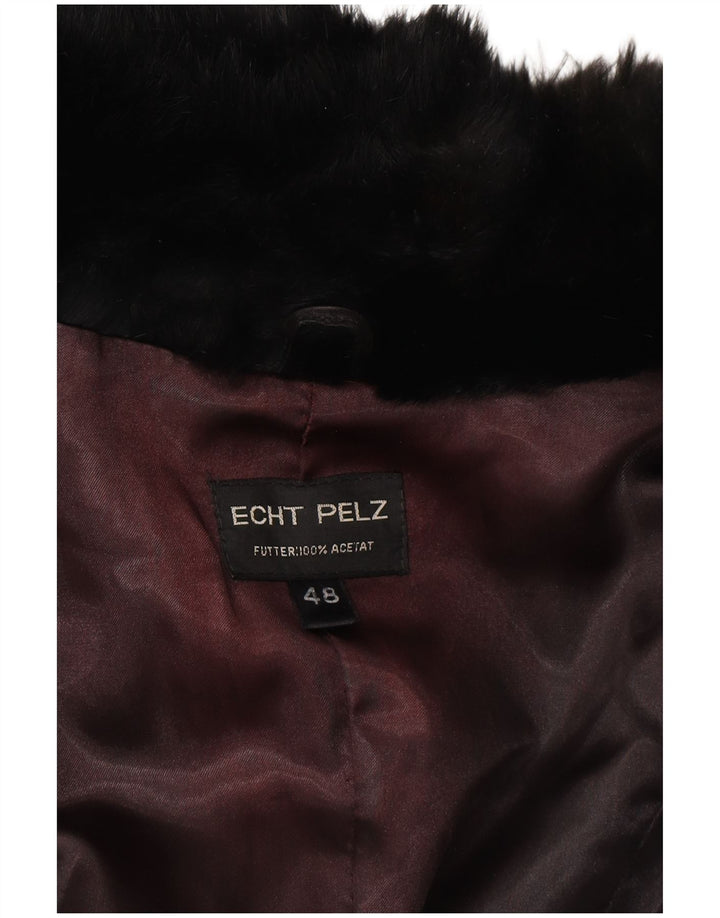 Veste de fourrure femme vintage EU 48 2XL Noir Vraie Fourrure