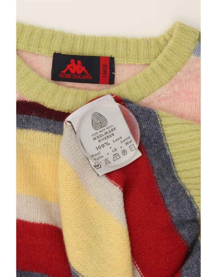 Kappa Pull à col rond pour homme en laine à rayures multicolores