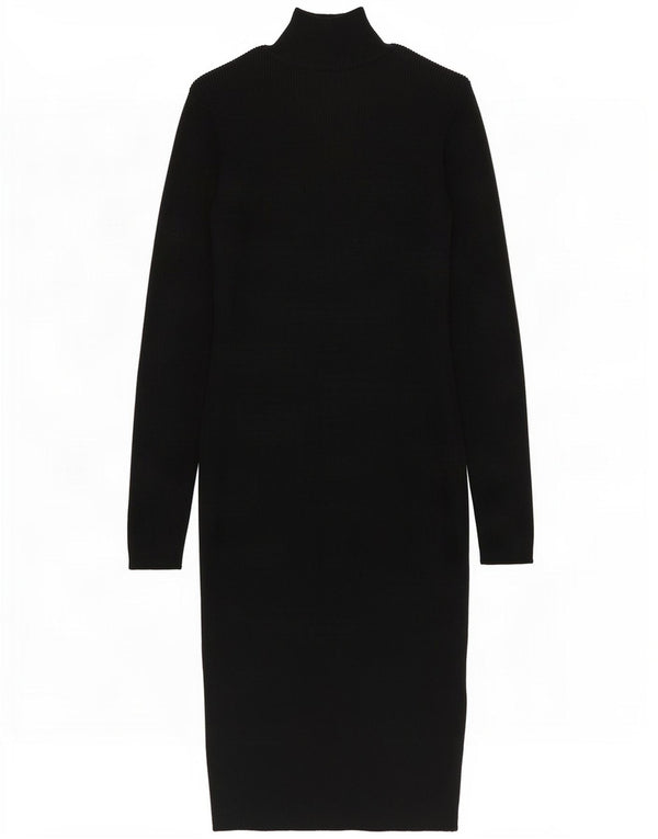 Karen Millen Womens Long Sleeve Bodycon Dress US 3 Small Navy Blue Wool