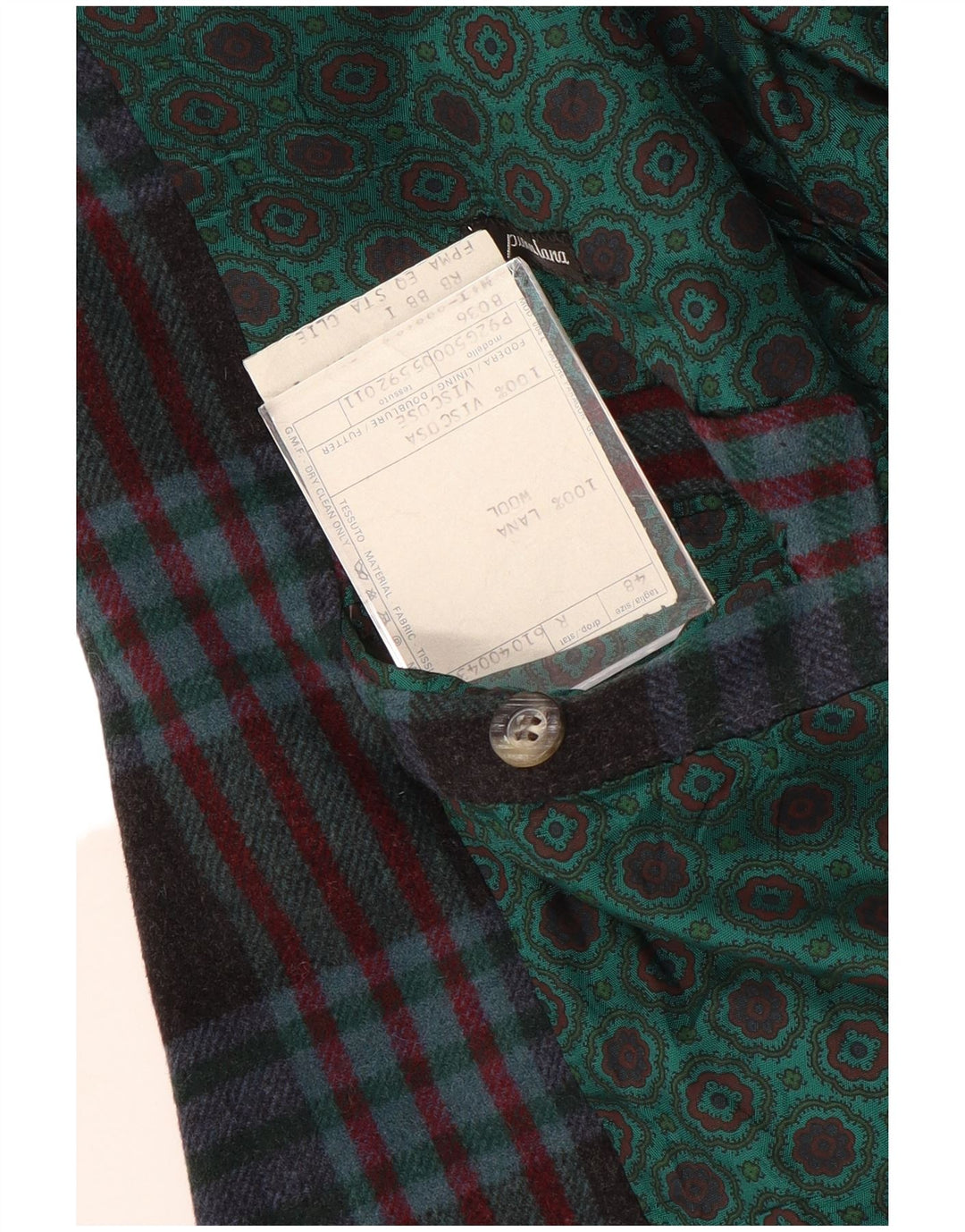 vintage Homme 2 Bouton Blazer Veste IT 48 Moyen Bleu Marine Check Laine