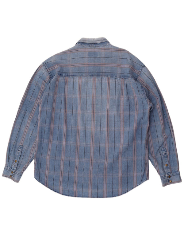 Wrangler Chemise western pour homme 2XL en coton à carreaux bleus