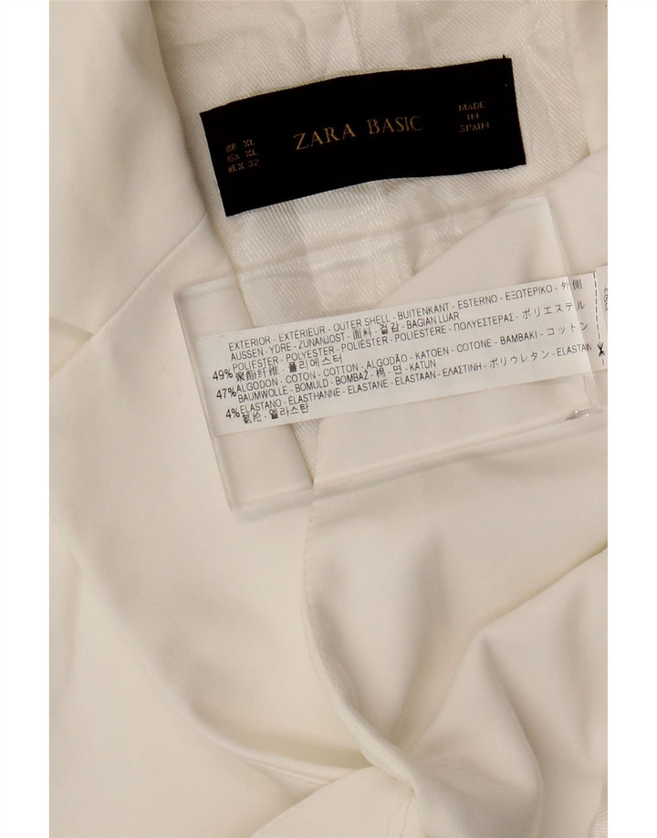 ZARA Femme 1 Bouton Blazer Veste UK 18 XL Blanc Polyester
