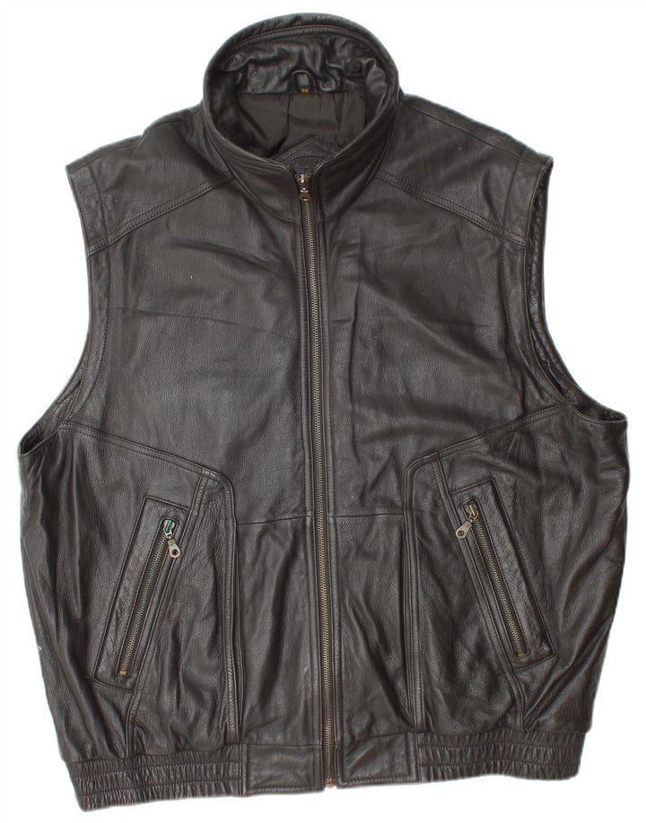PRINCE Gilet en Cuir Homme IT 56 3XL Cuir Noir